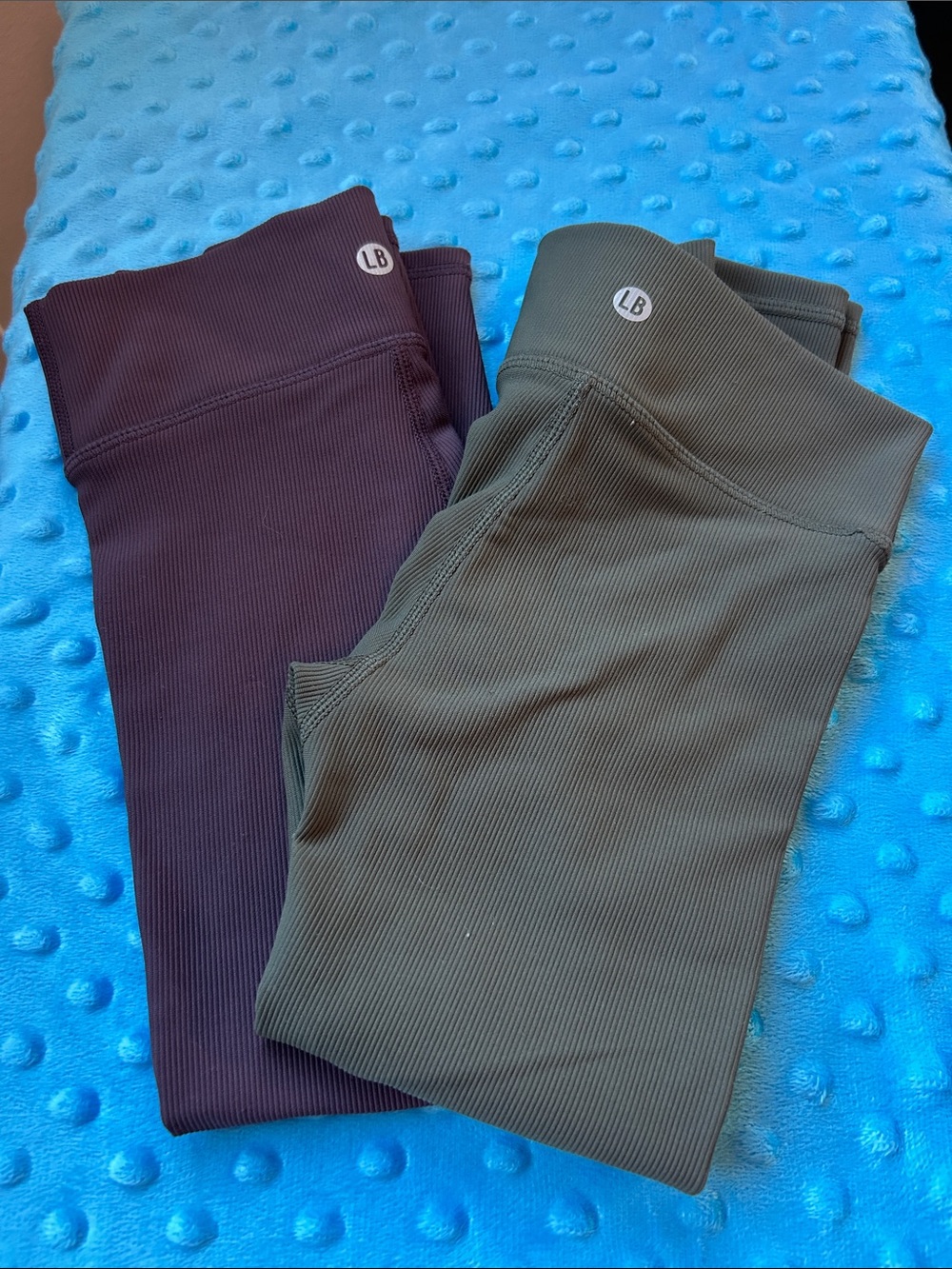 Little Bipsy Ribbed Leggings in Plum and Olive